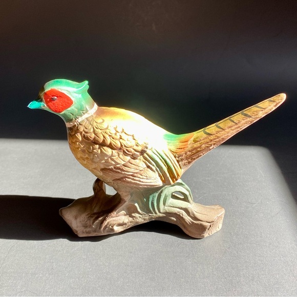 Vintage Set of Two Bisque Porcelain Pheasant Bird Figurines - Picture 3 of 12